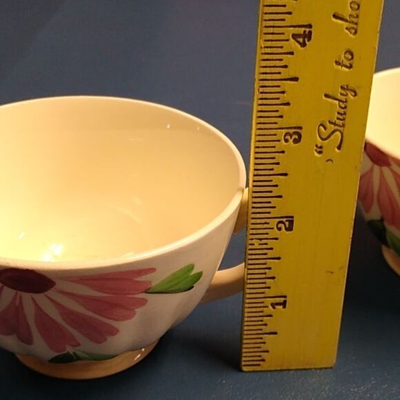 Vintage Blue Ridge Southern Pottery Footed Coffee/Tea Cups Floral Designs - Picture 8 of 8